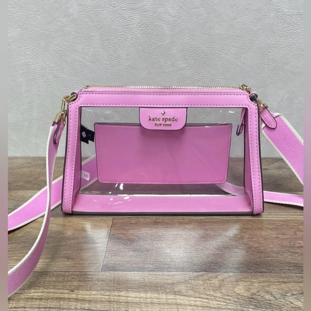 Kate Spade Pink Clear Crossbody with Removable Strap - Picture 1 of 10